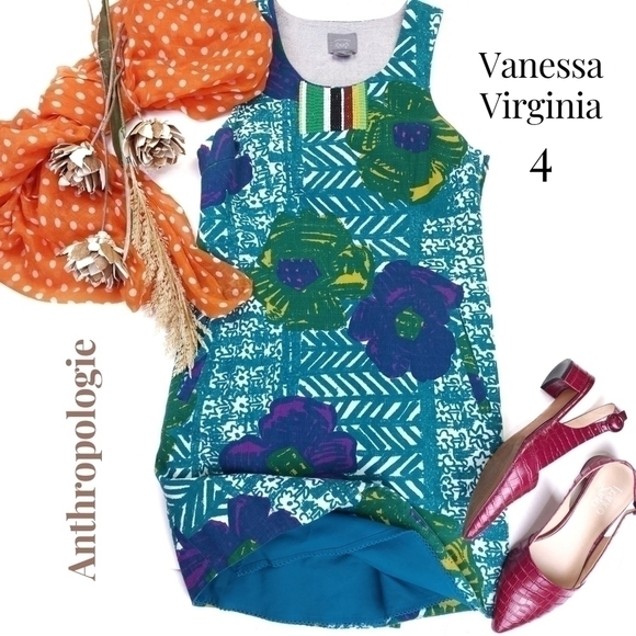 Vanessa Virginia Dresses & Skirts - Vanessa Virginia Anthropologie Goorgeous Back Blue Floral Boho Dress Sz 4